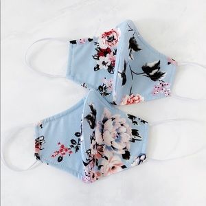 Baby blue floral face mask